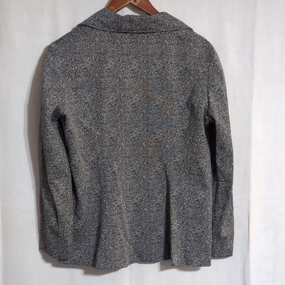 Handmade Grey Herringbone Buttoned Jacket Blazer Size Large - Picture 4 of 4
